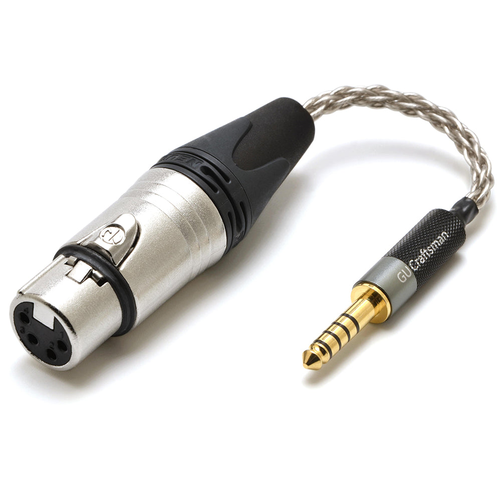 6N Single Crystal Silver Adapter Cable – 2.5mm/3.5mm/4.4mm/6.35mm Male to 4-Pin XLR Female Audio Converter