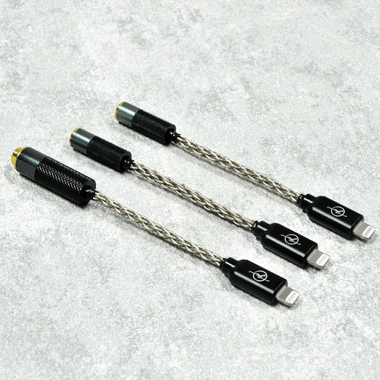 6N Single-Crystal Silver Lightning to 2.5mm/3.5mm/4.4mm Female Adapter Cable for iPhone 14 and Earlier Models