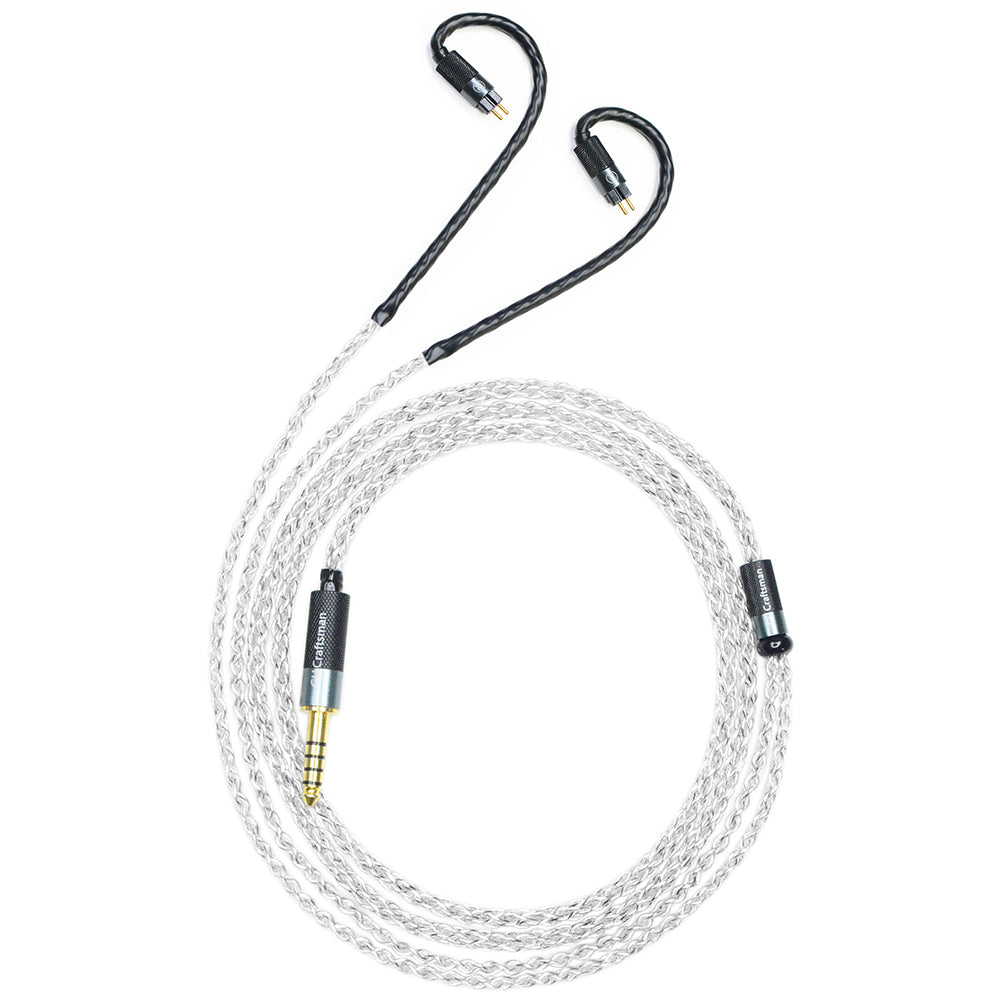 0.78mm 2-Pin 5N Silver-Plated Oxygen-Free Copper and Graphene Hybrid-Braided IEM Upgrade Cable for 64 Audio Solo, U4s, Volur, U12t, U18t, Vision Ears VE2, VE3.2, VE4.2, VE5, VE6, Astell&Kern STELLA, LUNA, XIO, NOVUS, AURA, ODYSSEY, Diana, Empire Ears