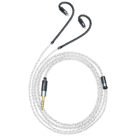0.78mm 2-Pin 5N Silver-Plated Oxygen-Free Copper and Graphene Hybrid-Braided IEM Upgrade Cable for 64 Audio Solo, U4s, Volur, U12t, U18t, Vision Ears VE2, VE3.2, VE4.2, VE5, VE6, Astell&Kern STELLA, LUNA, XIO, NOVUS, AURA, ODYSSEY, Diana, Empire Ears