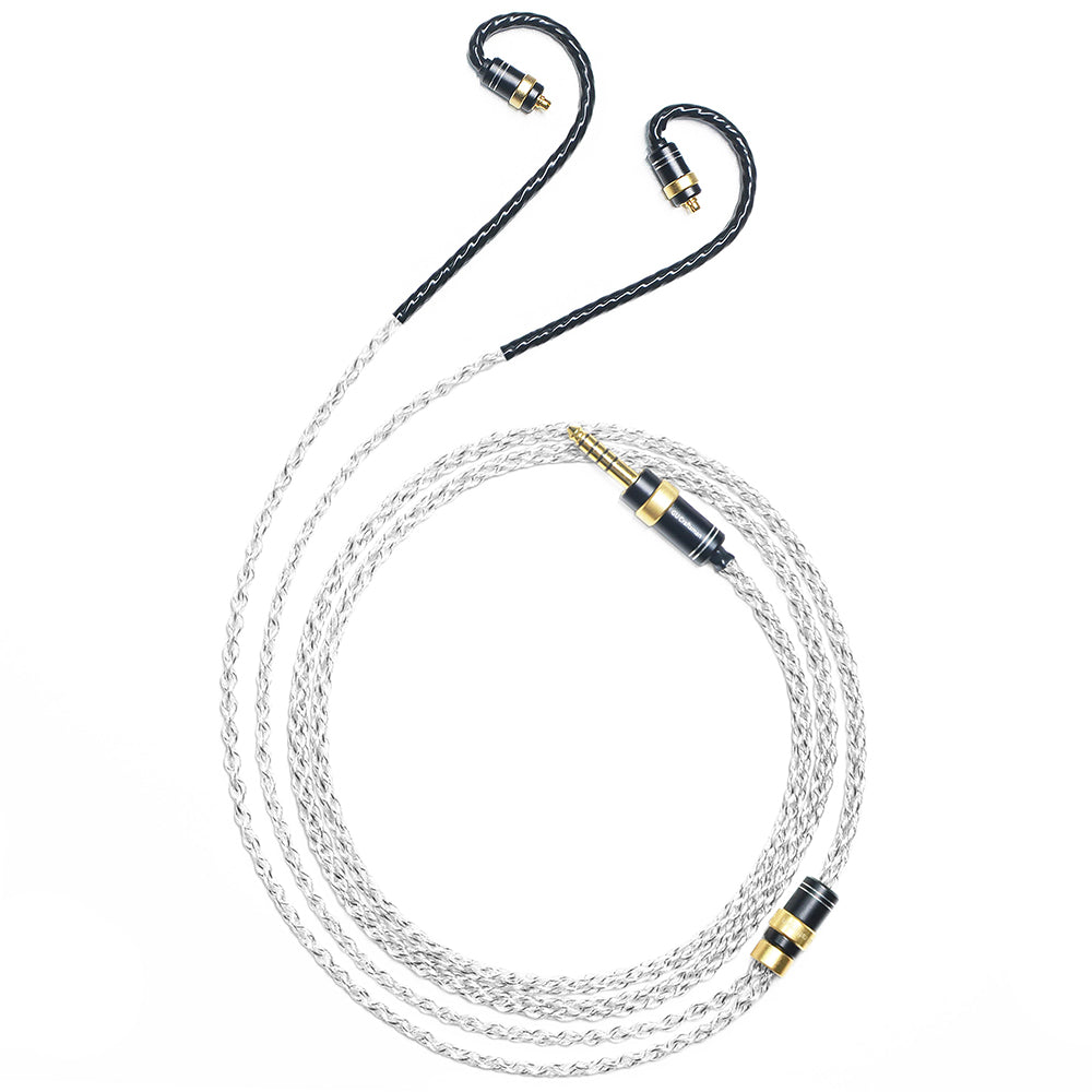 MMCX 6N Single-Crystal Silver and Graphene Hybrid-Braided IEM Upgrade Cable for SHURE SE846, SE535, Beyerdynamic DT 70 IE, DT 71 IE, DT 72 IE, DT 73 IE, Astell&Kern AK T9iE, AK T8iE Mk II, AK T8iE, Campfire Audio Iris, Grand Luna, Clara, Astrolith, S