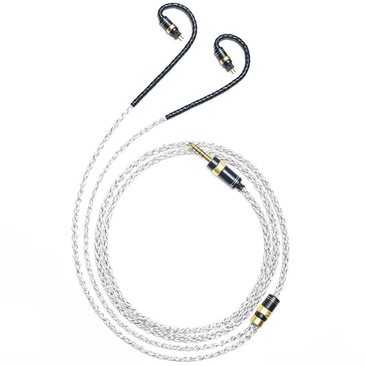 0.78mm 2-Pin 6N Single-Crystal Silver and Graphene Hybrid-Braided IEM Upgrade Cable for 64 Audio Solo, U4s, Volur, U12t, U18t, Vision Ears VE2, VE3.2, VE4.2, VE5, VE6, Astell&Kern STELLA, LUNA, XIO, NOVUS, AURA, ODYSSEY, Diana, Empire Ears Raven, VAL