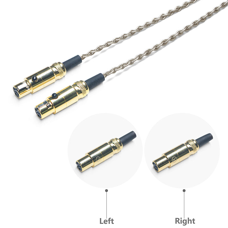 8-Core Mini 4-Pin XLR 6N Single-Crystal Silver Headphone Upgrade Cable for Audeze LCD-X, LCD-XC, LCD-2, LCD-3, LCD-5, LCD-MX4, MM-500, GRADO HP100 SE, Signature S750, Kennerton Thekk, Vali, MEZE EMPYREAN II, Elite