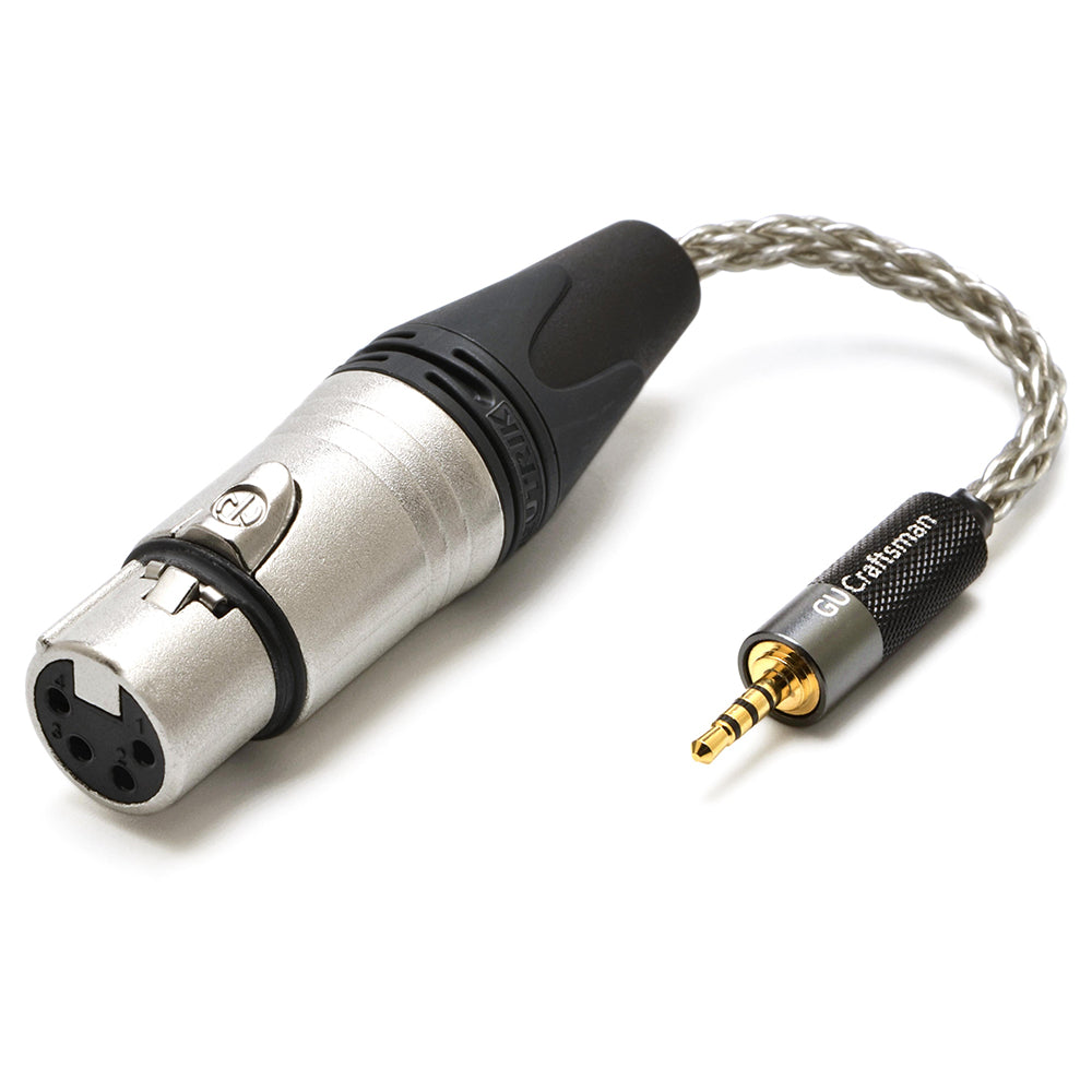 6N Single Crystal Silver Adapter Cable – 2.5mm/3.5mm/4.4mm/6.35mm Male to 4-Pin XLR Female Audio Converter