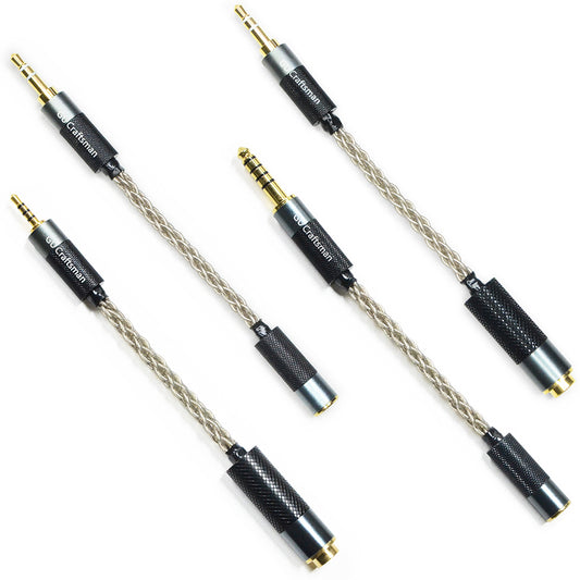 6N Single-Crystal Silver Adapter Cable, High-Fidelity 2.5mm/3.5mm/4.4mm Audio Converter