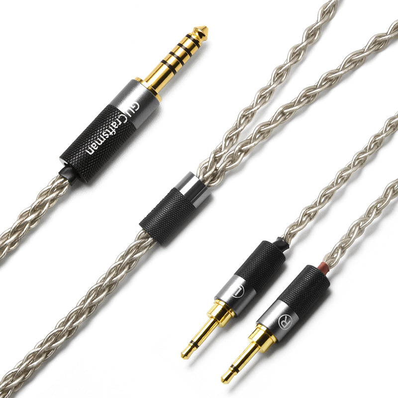 Dual 2.5mm 6N Single-Crystal Silver Headphone Upgrade Cable for OPPO PM-1, PM-2, HIFIMAN (Legacy Models)