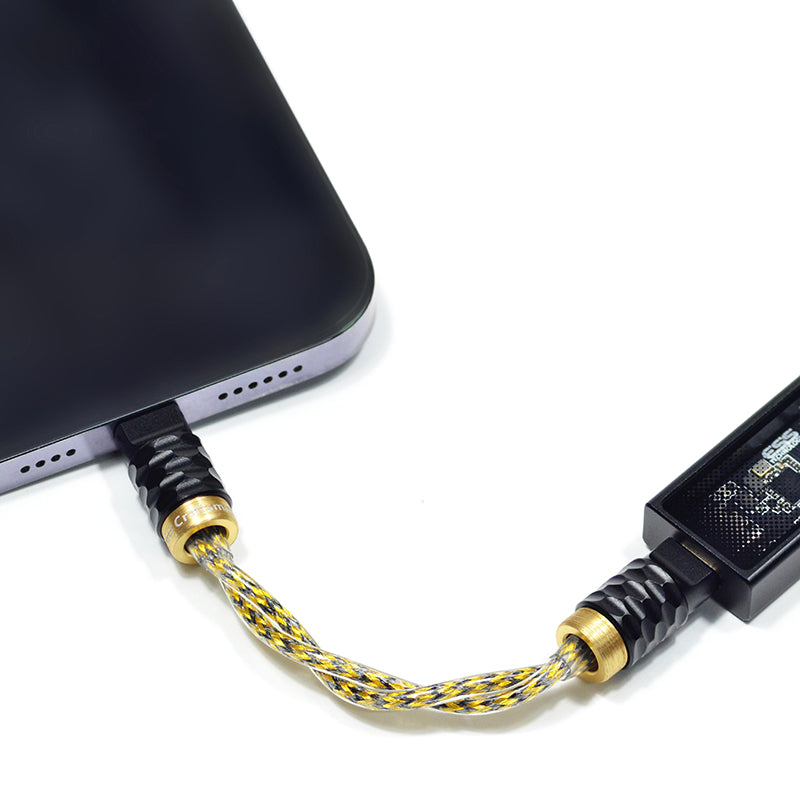 6N Silver-Plated Oxygen-Free Copper Lightning to Type-C DAC Amplifier（AMP）Cable with Metal Shielding Layer for for iPhone 14 and Earlier Models