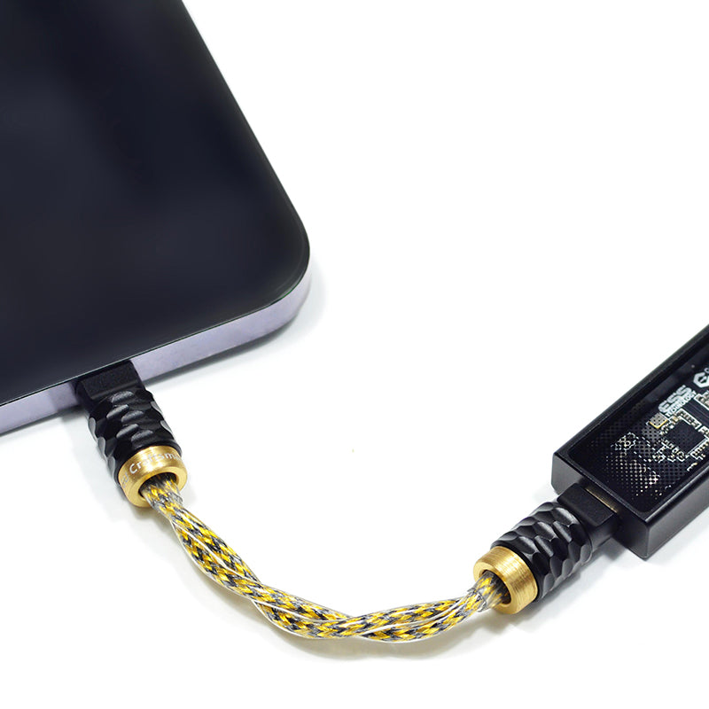 6N Silver-Plated Oxygen-Free Copper Type-C to Type-C DAC Amplifier（AMP）Cable with Metal Shielding Layer for All Smart Audio Players/Devices with Type-C Ports