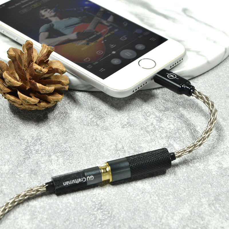 6N Single-Crystal Silver Lightning to 2.5mm/3.5mm/4.4mm Female Adapter Cable for iPhone 14 and Earlier Models