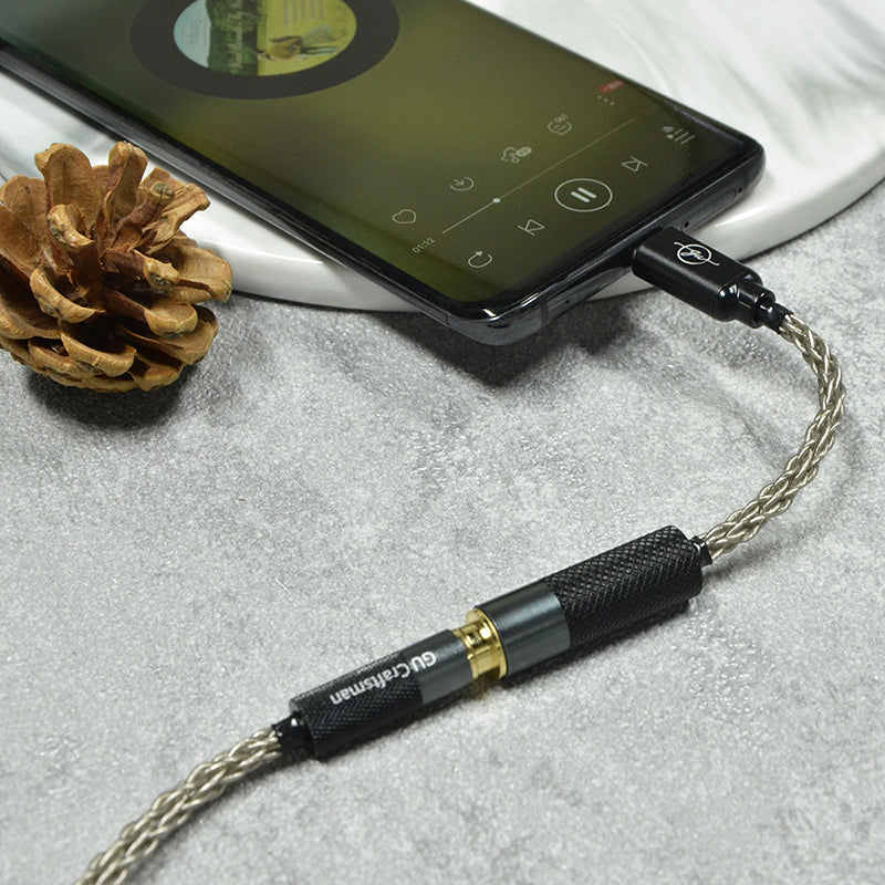 6N Single-Crystal Silver Type-C to 2.5mm/3.5mm/4.4mm Female Adapter Cable for All Smart Audio Players/Devices with Type-C Ports