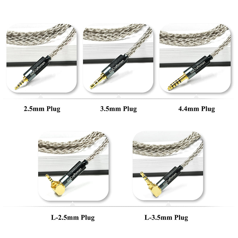 6N Single-Crystal Silver IEM Upgrade Cable for Audio-Technica ATH-LS300is, ATH-LS400is, ATH-LS200is, ATH-E70, ATH-E50, ATH-E40, ATH-LS70is